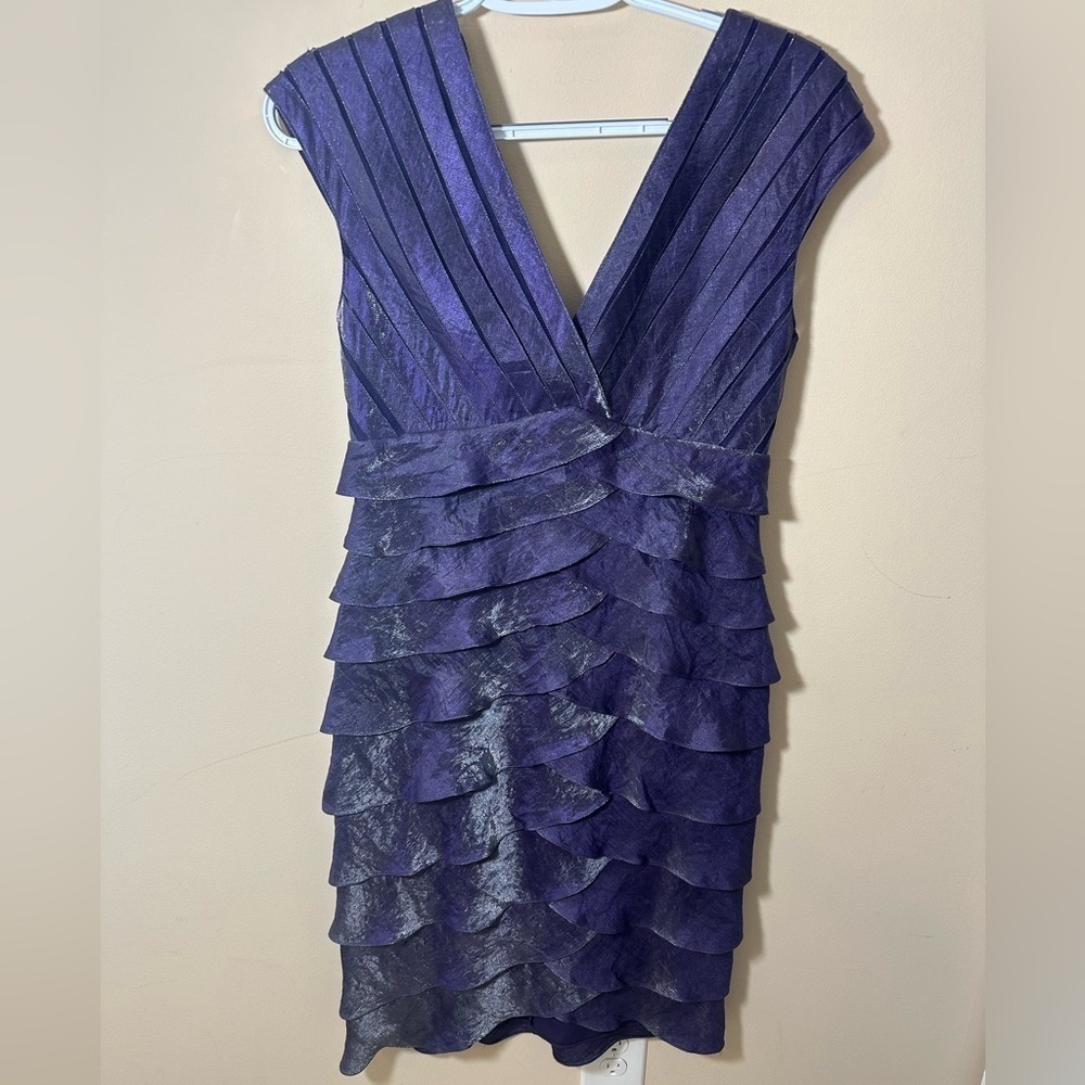 Cache formal cocktail dress mother of bride purple shimmer sz 6